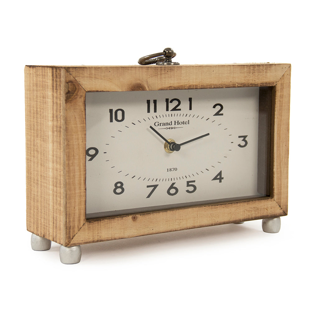 Grand Hotel Wood Frame Table Clock