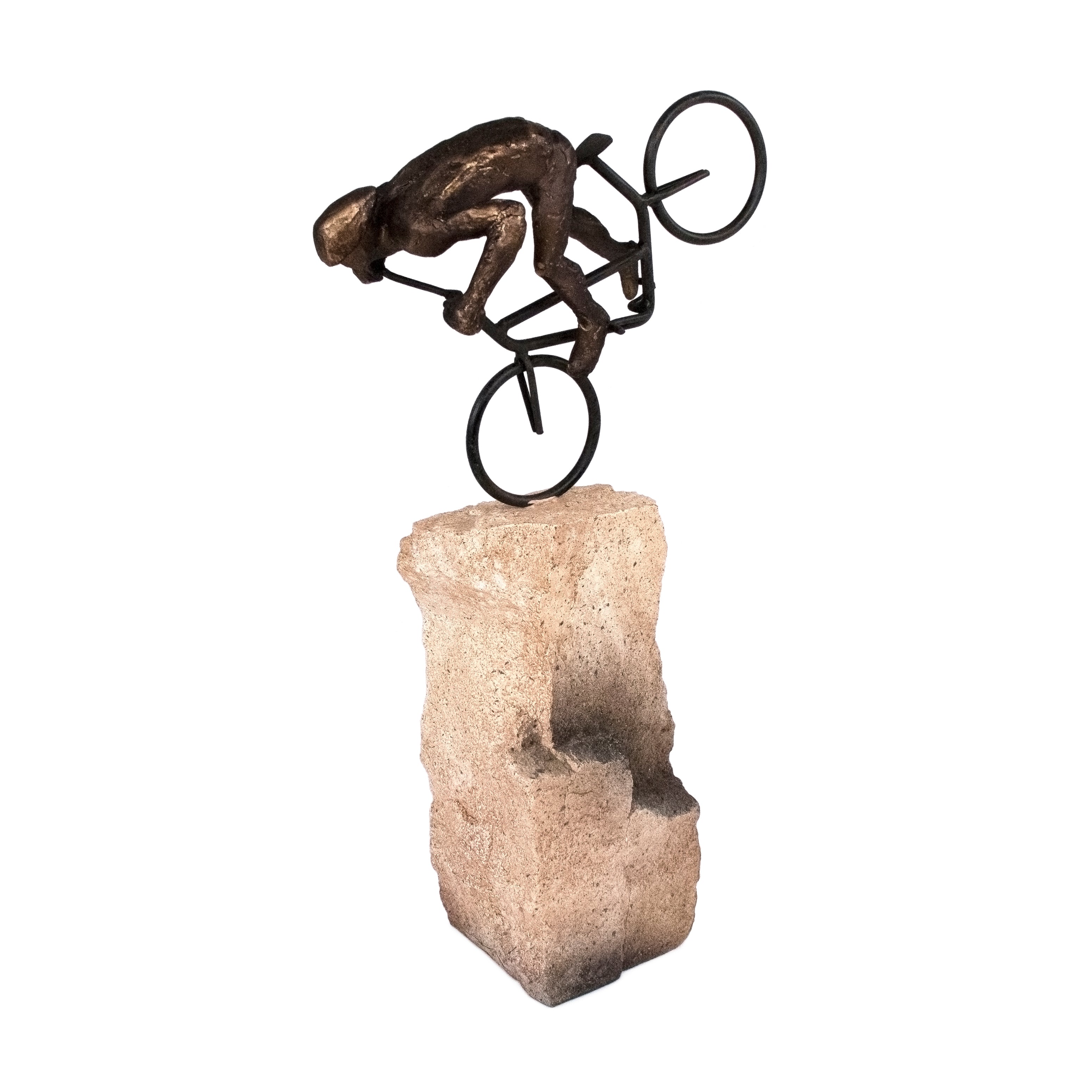 Nose Wheelie Biker on Rock Figurine