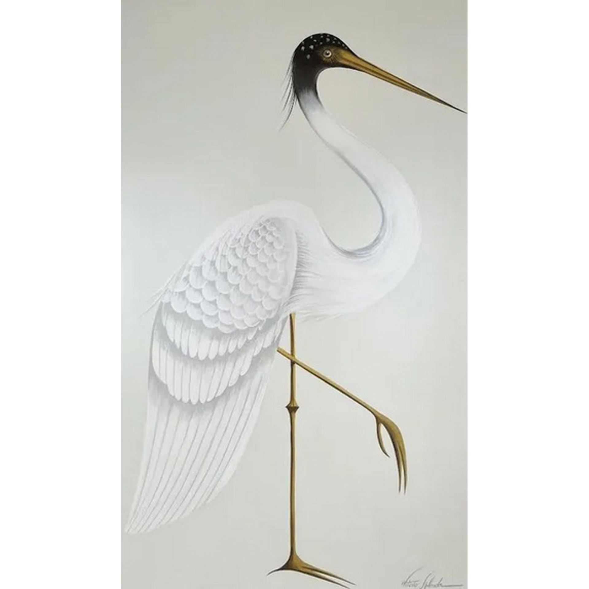 White and Gold Egret I-Size 36" X 60"