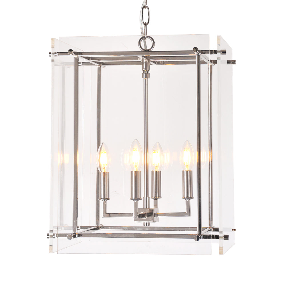 Glass Box on Chrome Pendant Light