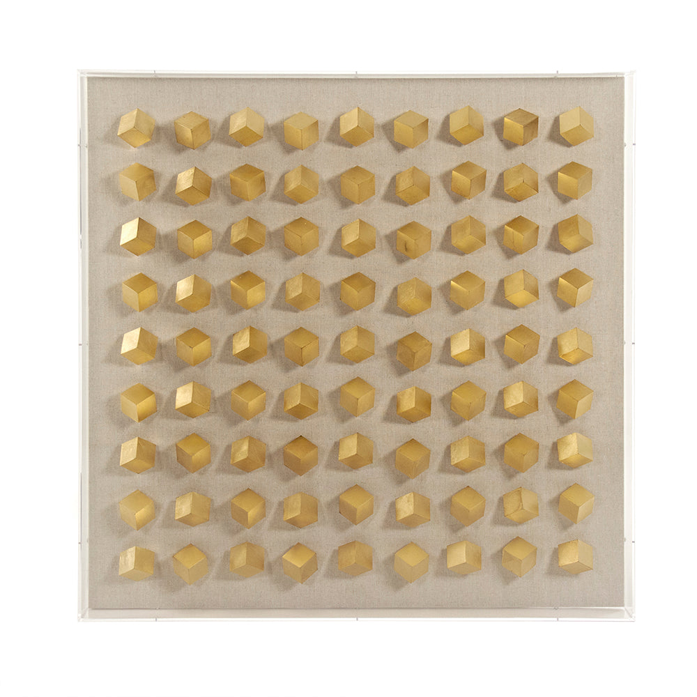 Golden Cubes in Acrylic Wall Art