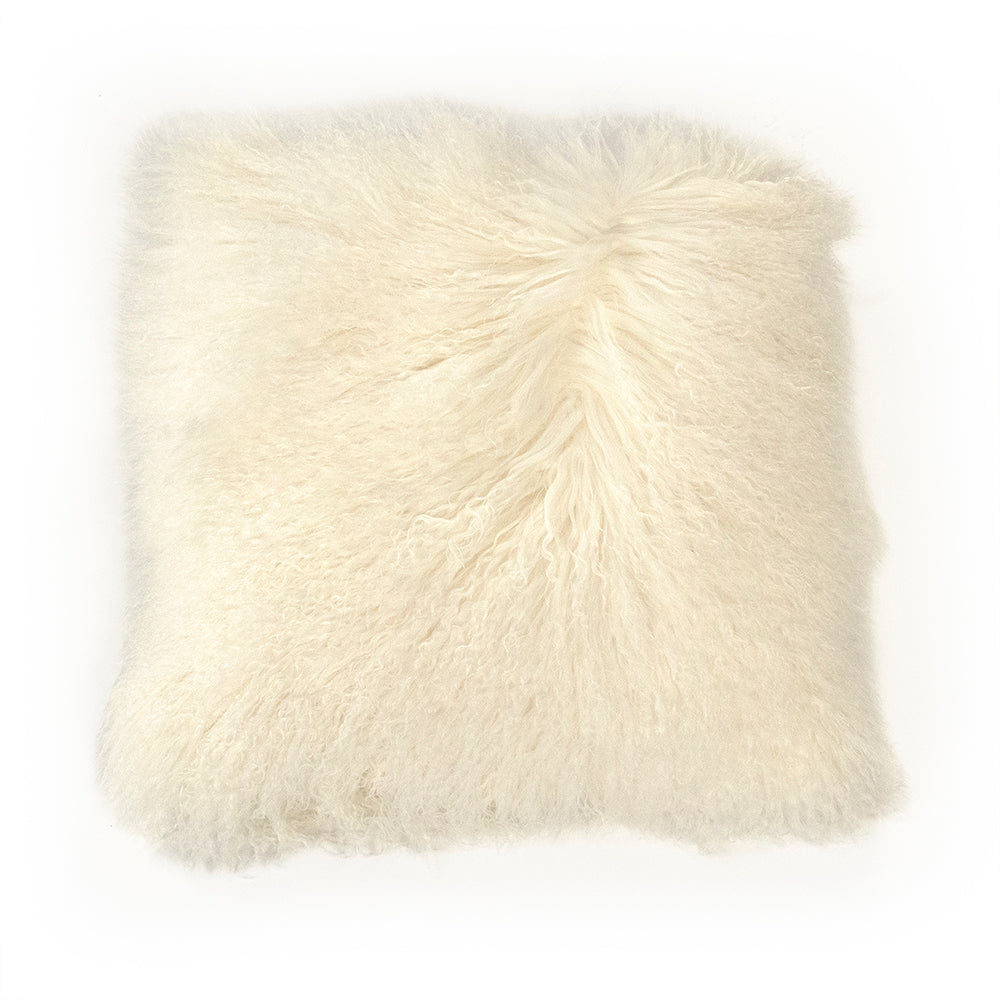 20" x 20" Tibetan Ivory Lamb Fur Pillow