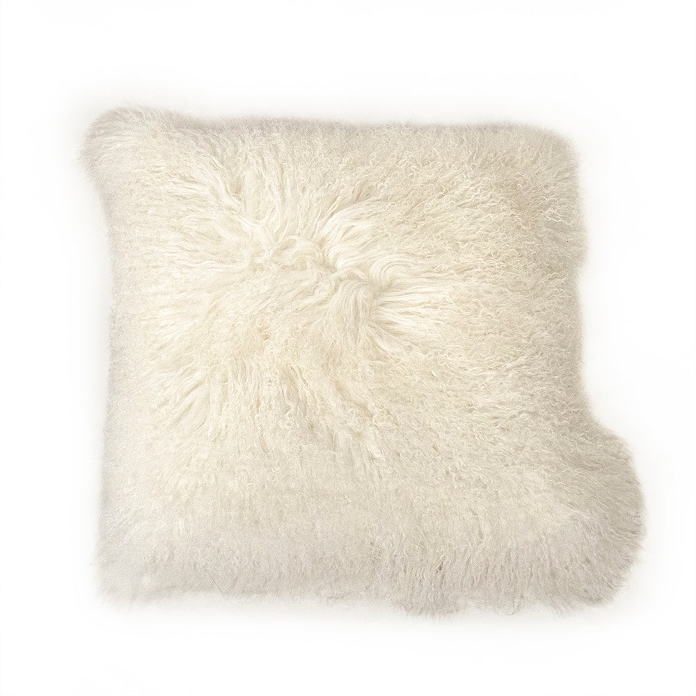 20" x 20" Tibetan White Lamb Fur Pillow