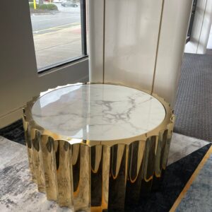 Gold Oval Frame And Marble Top Coffee Table