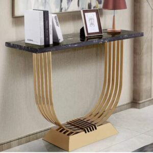 Gold Frame  And Black Marble Top console table