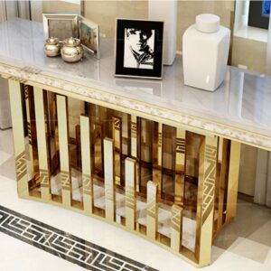 lux white marble top console