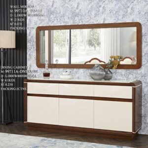 Off-White And Brown Console And Mirror set