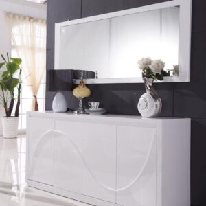 White console Cabinet and mirror set