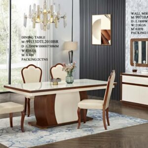 Classic Beige and Wood Dining Room Set