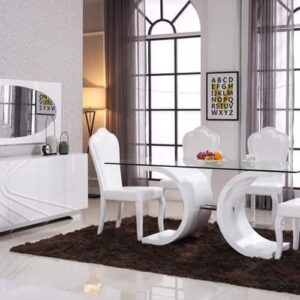 White Glass Top Dining Room Set