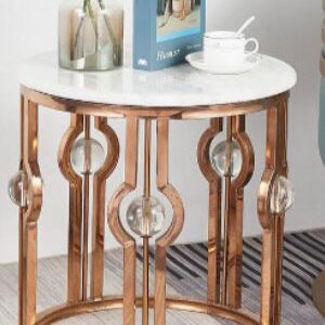 Marble Top with Acrylic balls and Titanium steel End Table
