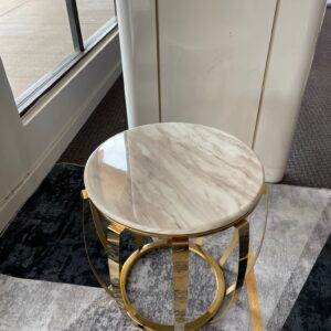 Gold Steel Marble Top Side Table