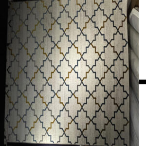 Gold and Navy Pattern Turkish Rug