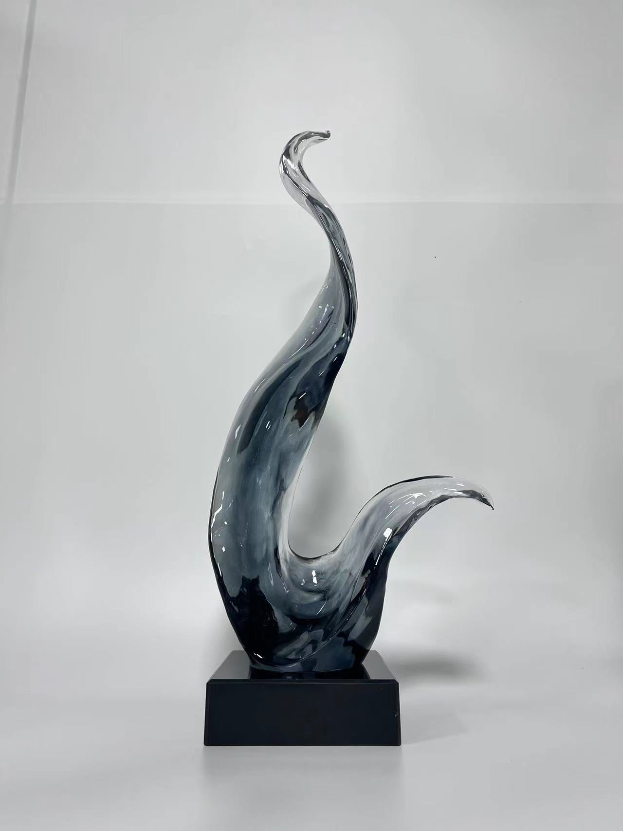 Black Linear Resin Sculpture