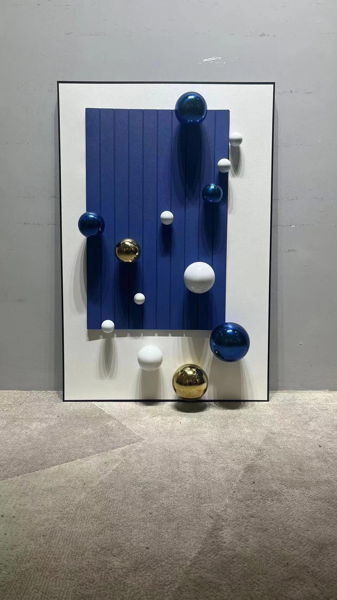 Blue/White/Gold Balls Painting