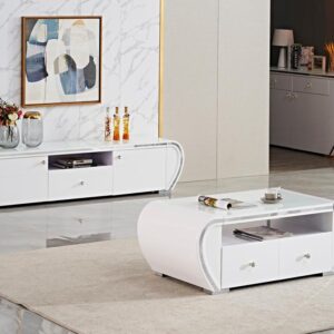 Glossy White Console & Mirror
