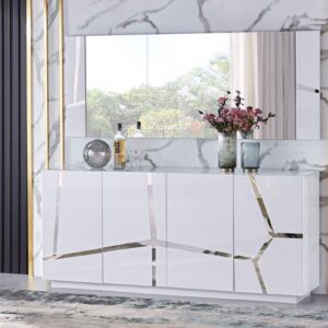 Glossy White Console & Mirror