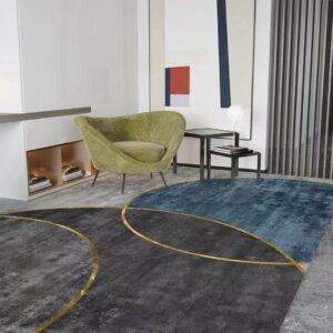 Grey and Turquoise Turkish Rug