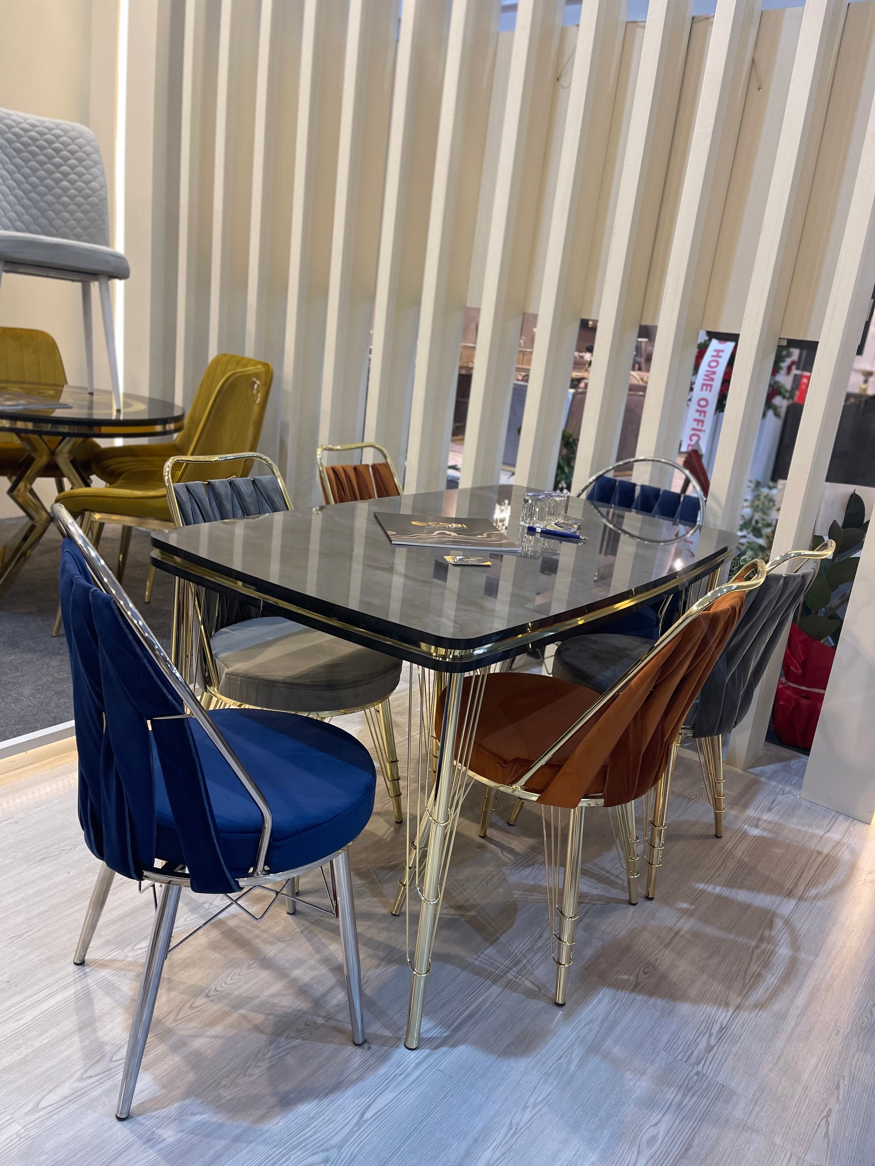G-ES015 White Top Table & Black Chair Dining set - Image 3