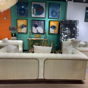 GG-Cream/ Offwhite Bentley Modern Leather Living Room Sofa Settee