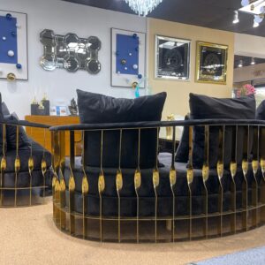 Henry Black velvet & Gold Trim Sofa