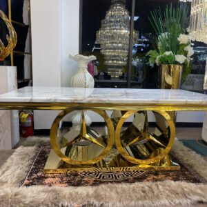 White Modern Mercedes Benz Marble Dining Table