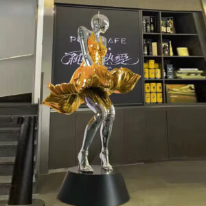 GS- Gold & Silver Exotic Futuristic Marvel LED female Sculpture