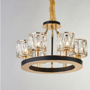 G-18655 Black Leather//Crystal Chandelier
