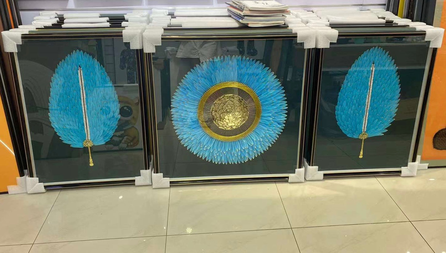 White/Blue Feather Painting Set - Image 2