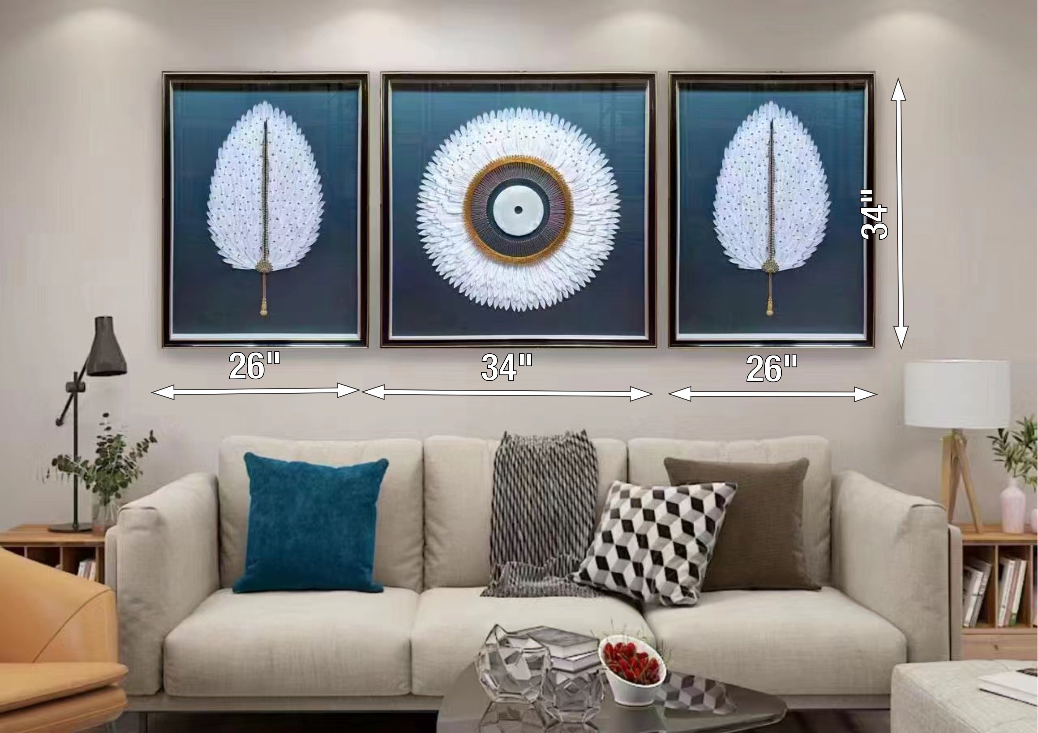 White/Blue Feather Painting Set - Image 5