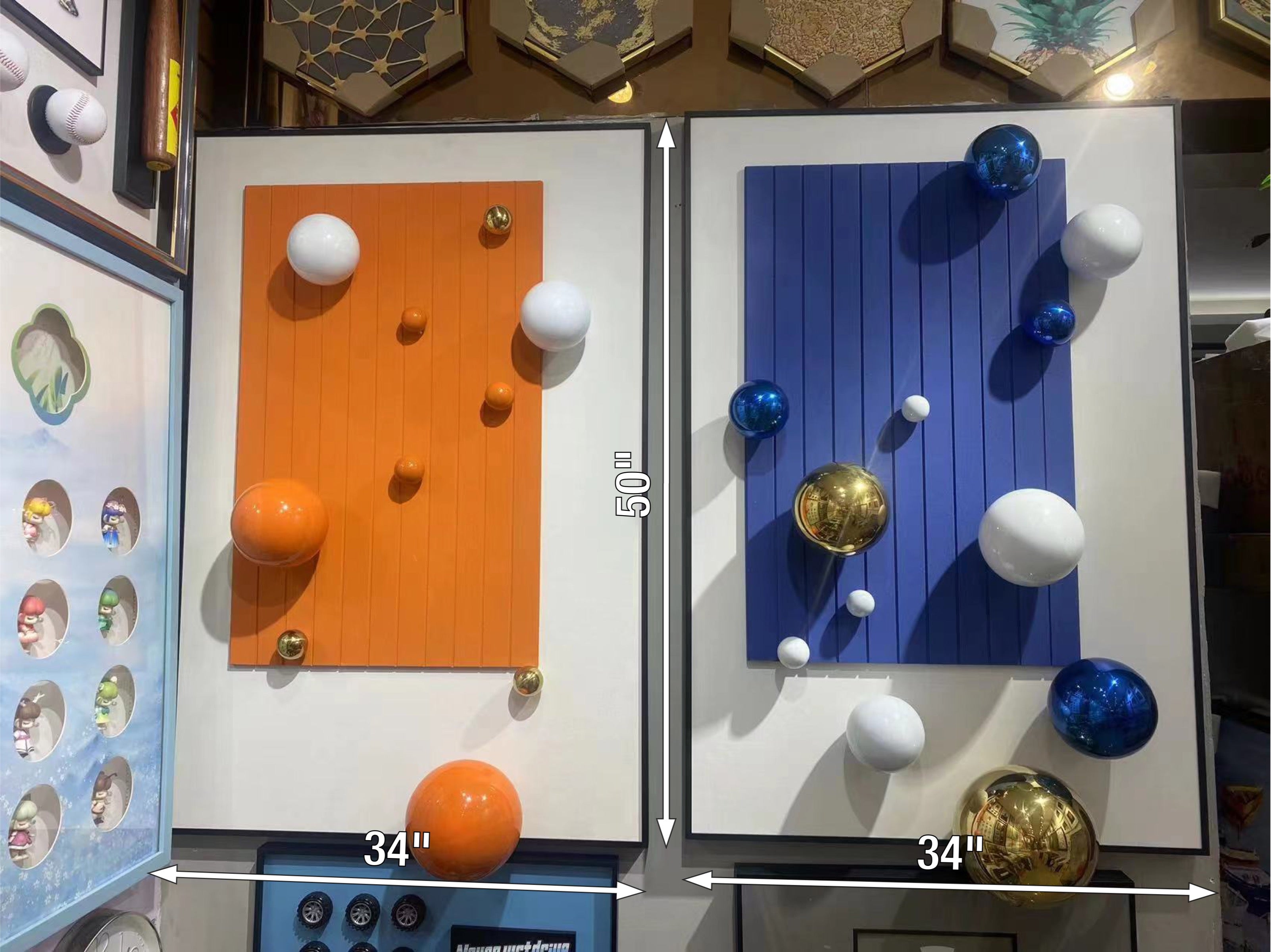 Blue/White/Gold Balls Painting
