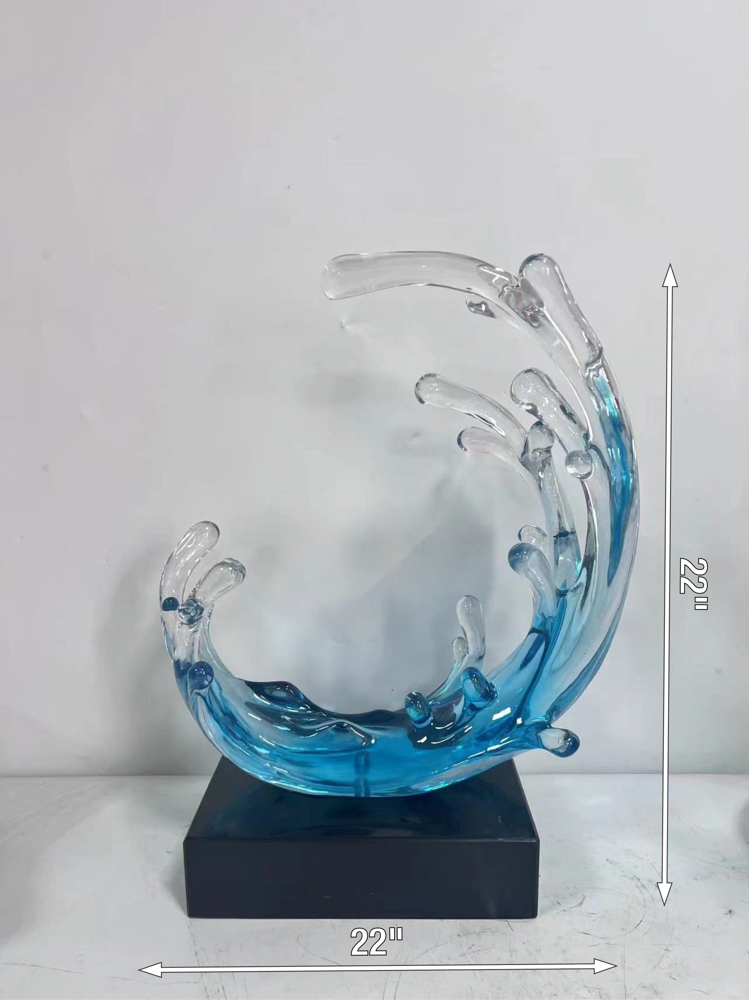 Blue Ocean Wave Resin Sculpture Decor