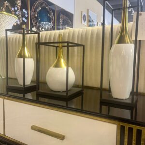 White and Black Cage Decorative Jar Set