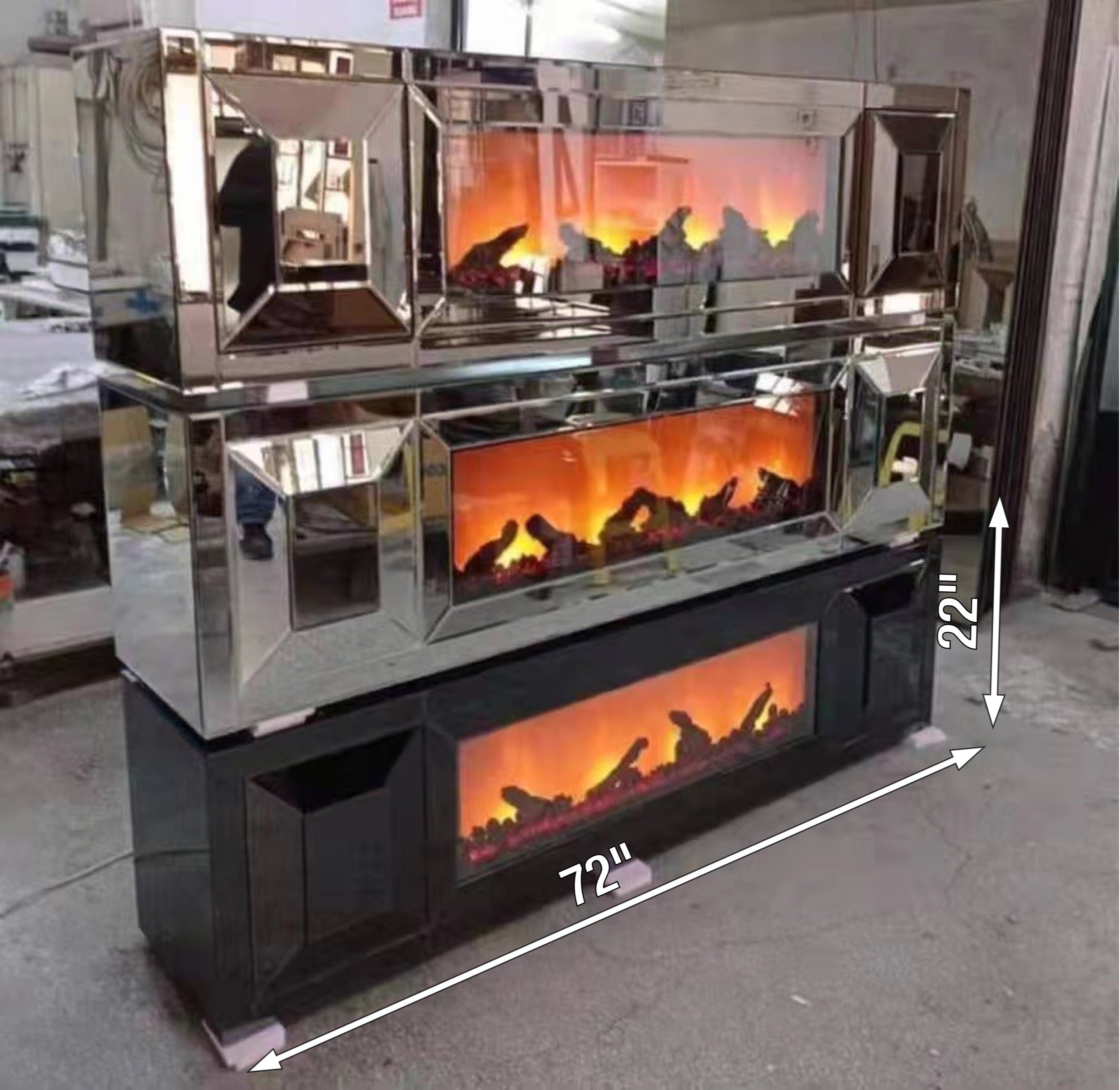 BLACK FIRE PLACE TV STAND CONSOLE