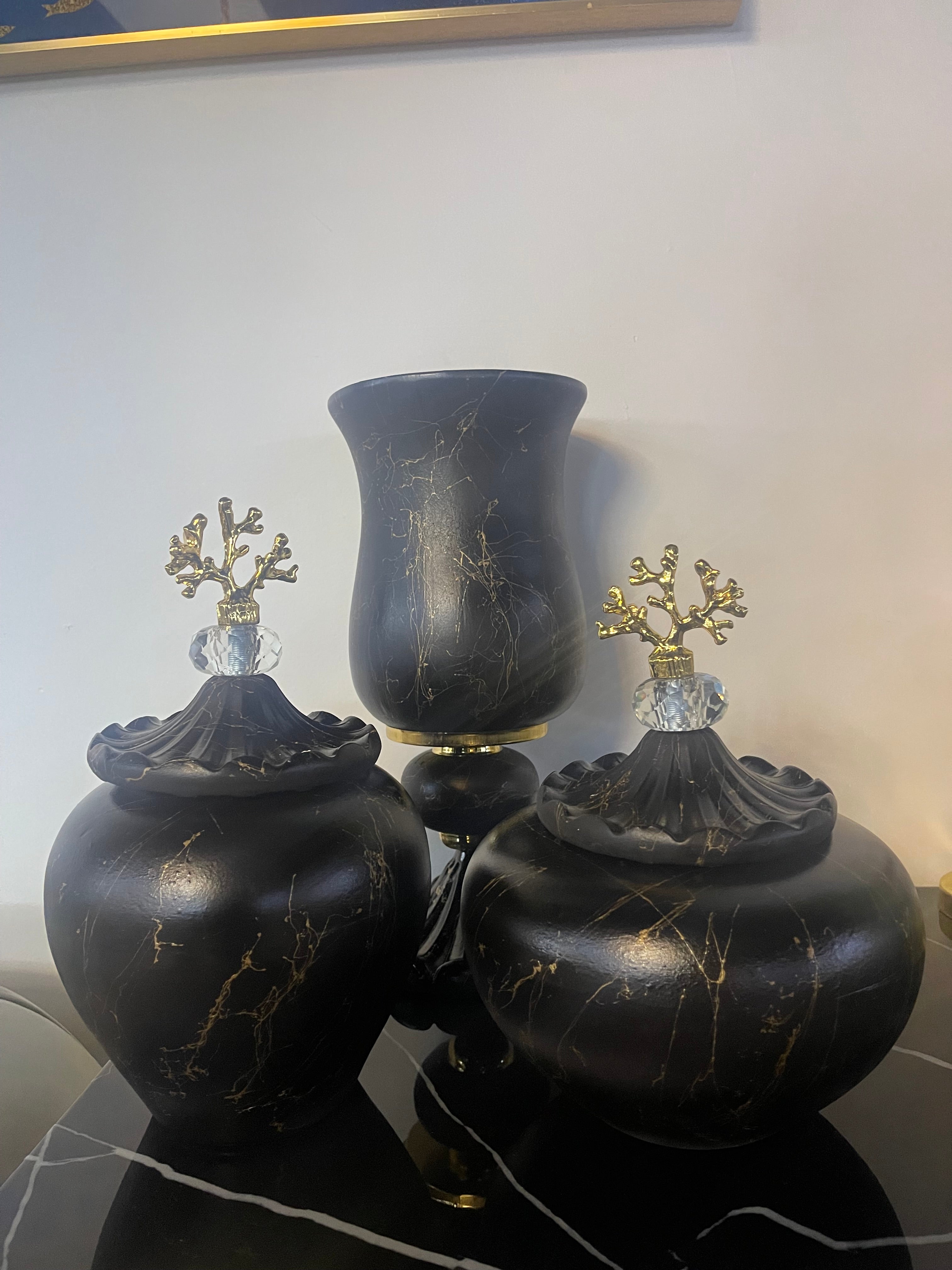 Black/Gold Decorative Jar Set