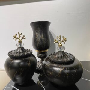 Black/Gold Decorative Jar Set