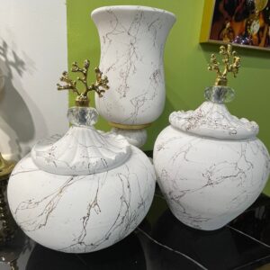 White/Gold Decorative Jar Set