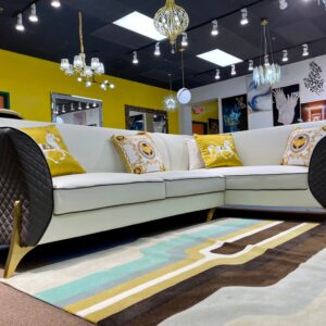 GG-Curvy Brown & Cream Modern Sectional Sofa