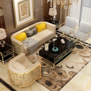 Gold Steel Living Room Set