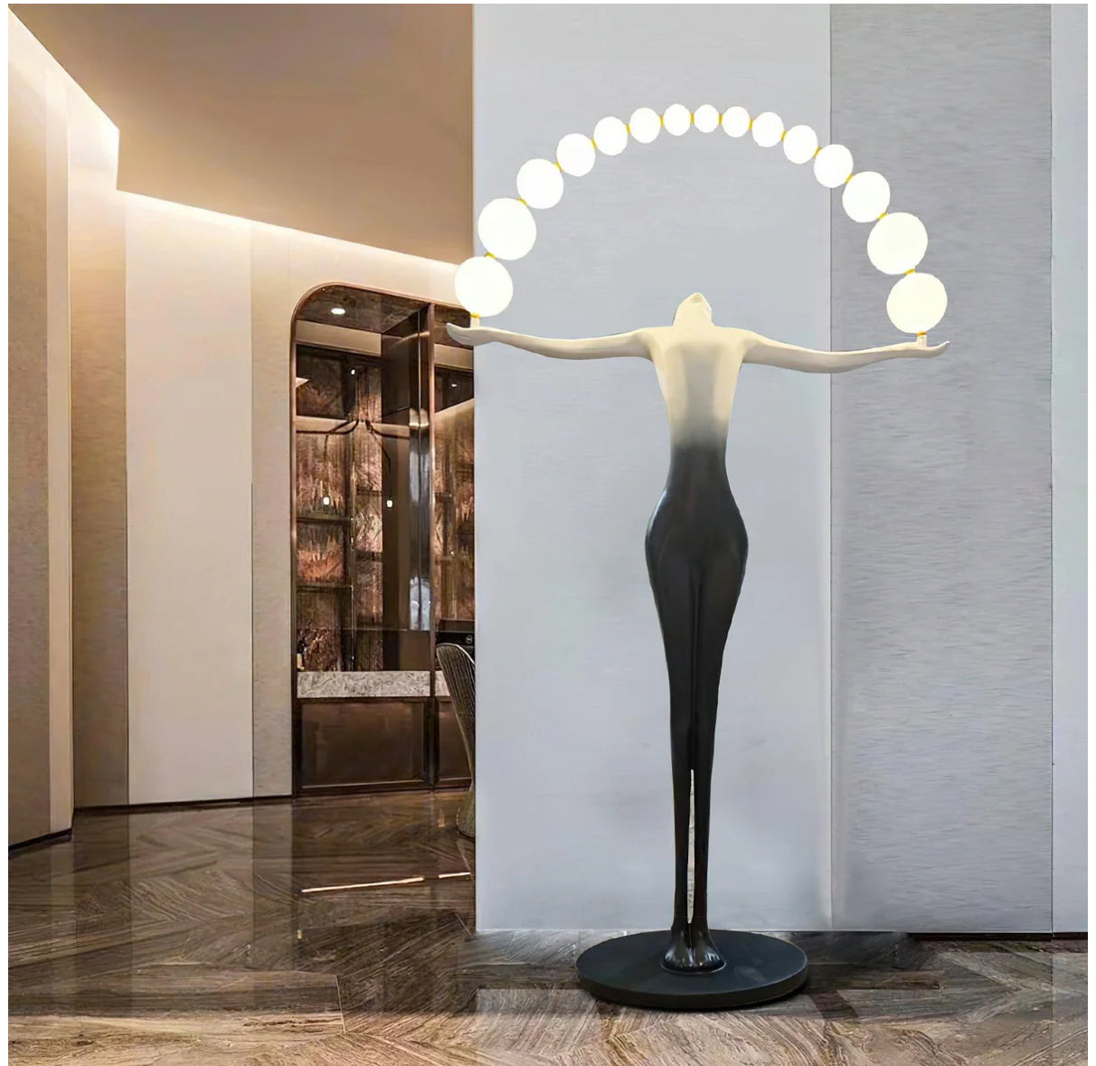 Black & White LED female Sculpture floor Lamp