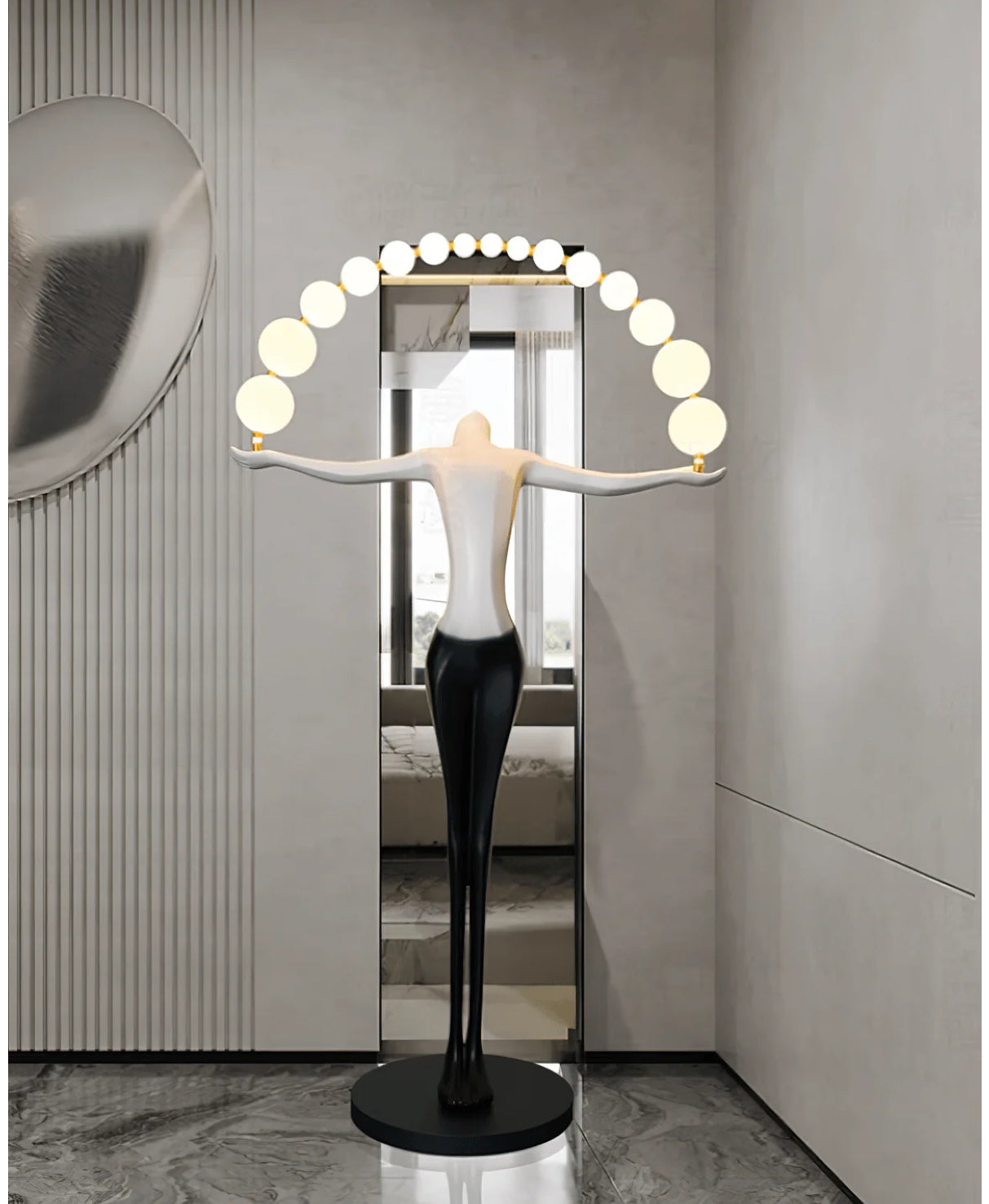 Black & White LED female Sculpture floor Lamp