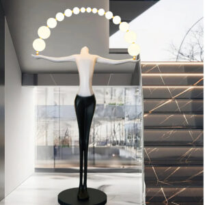 Black & White LED female Sculpture floor Lamp