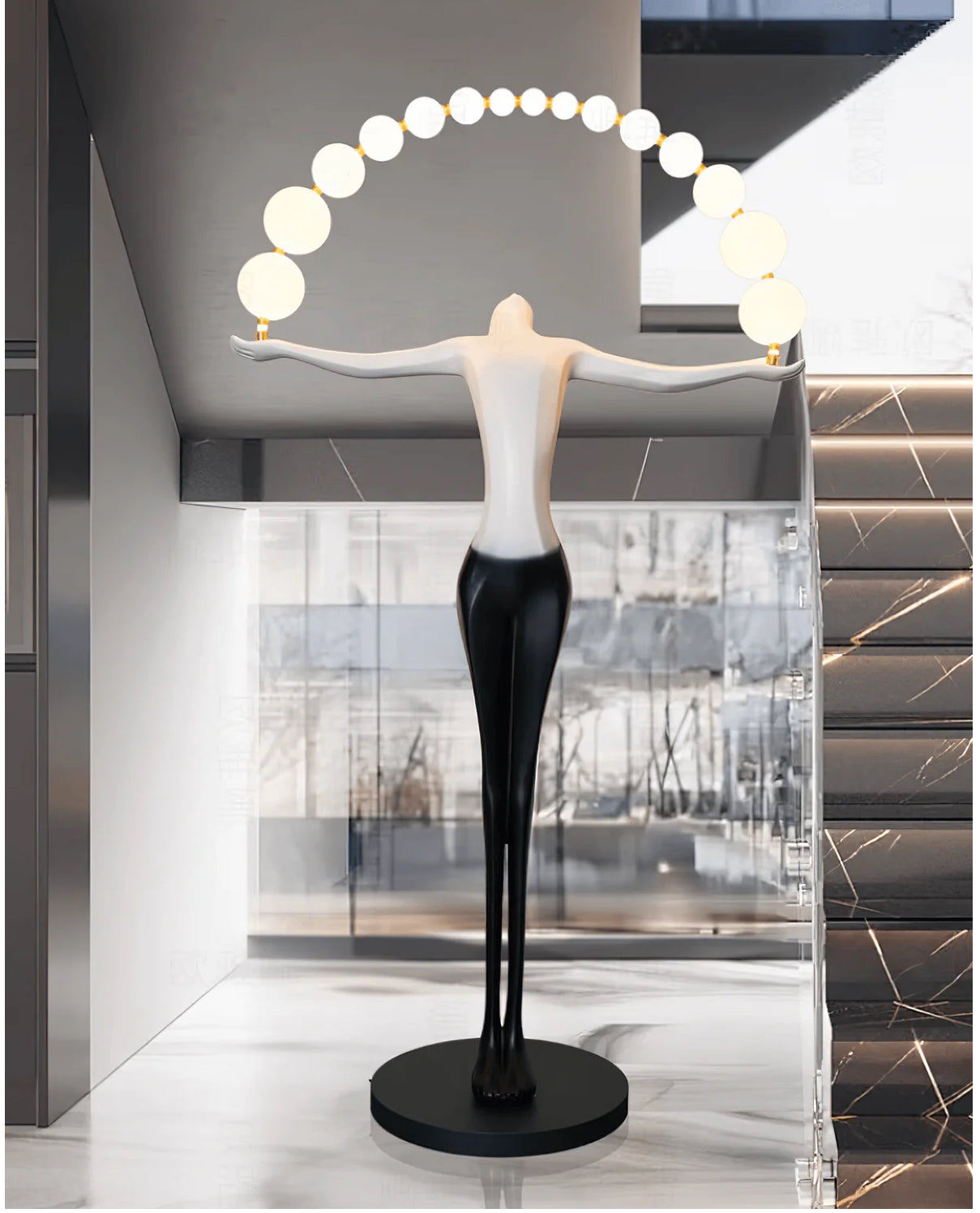Black & White LED female Sculpture floor Lamp
