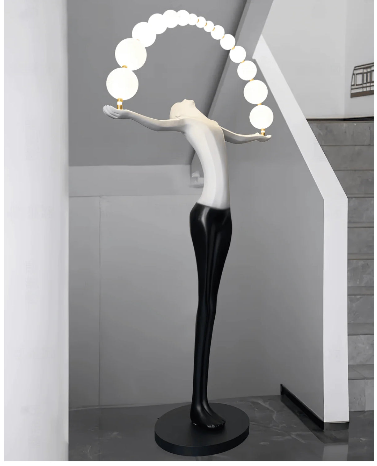 Black & White LED female Sculpture floor Lamp