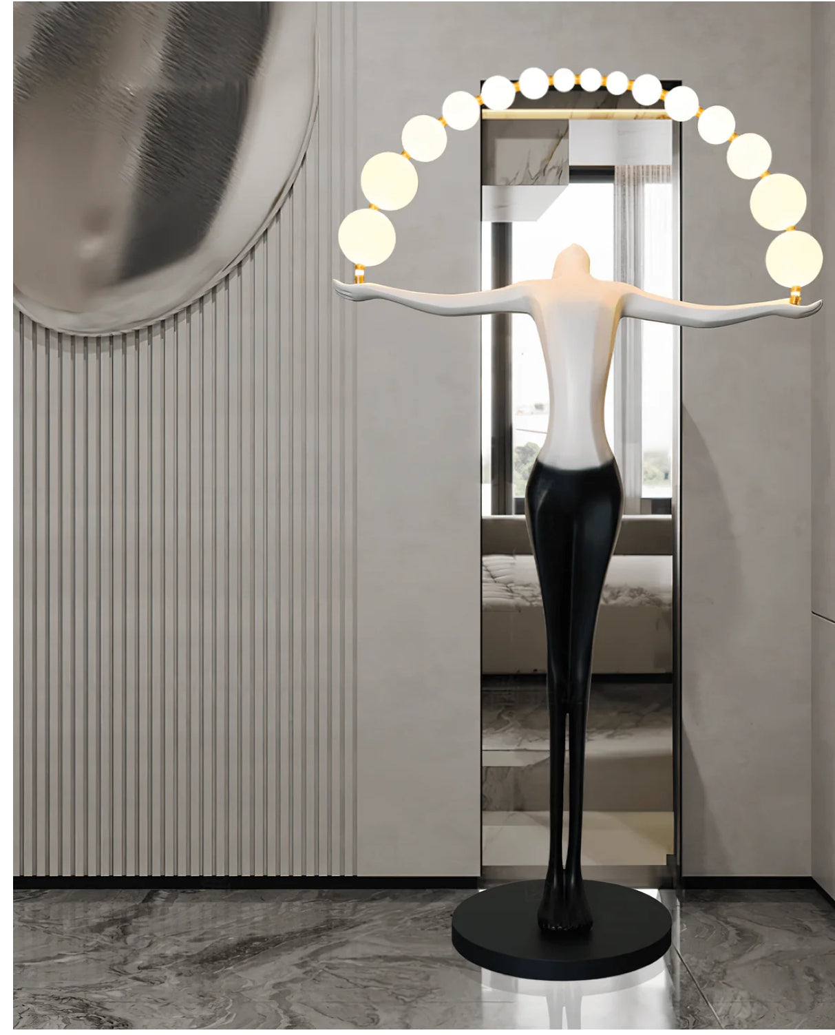 Black & White LED female Sculpture floor Lamp
