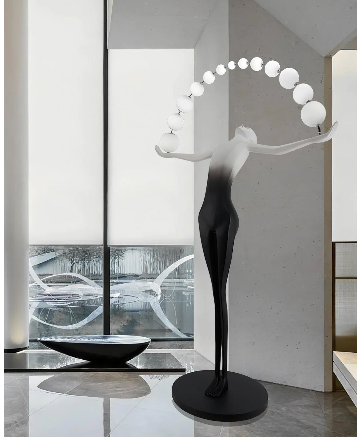 Black & White LED female Sculpture floor Lamp