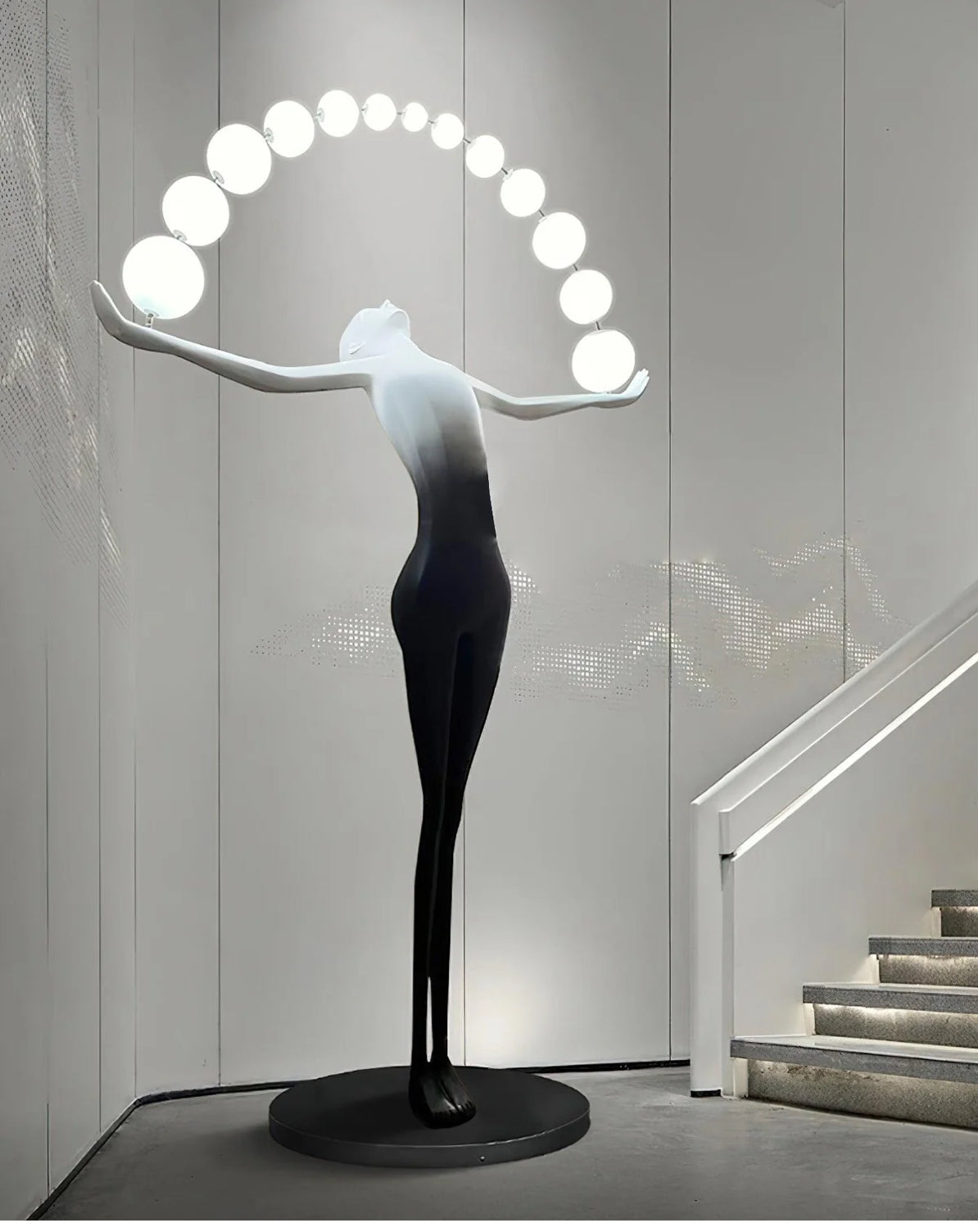 Black & White LED female Sculpture floor Lamp