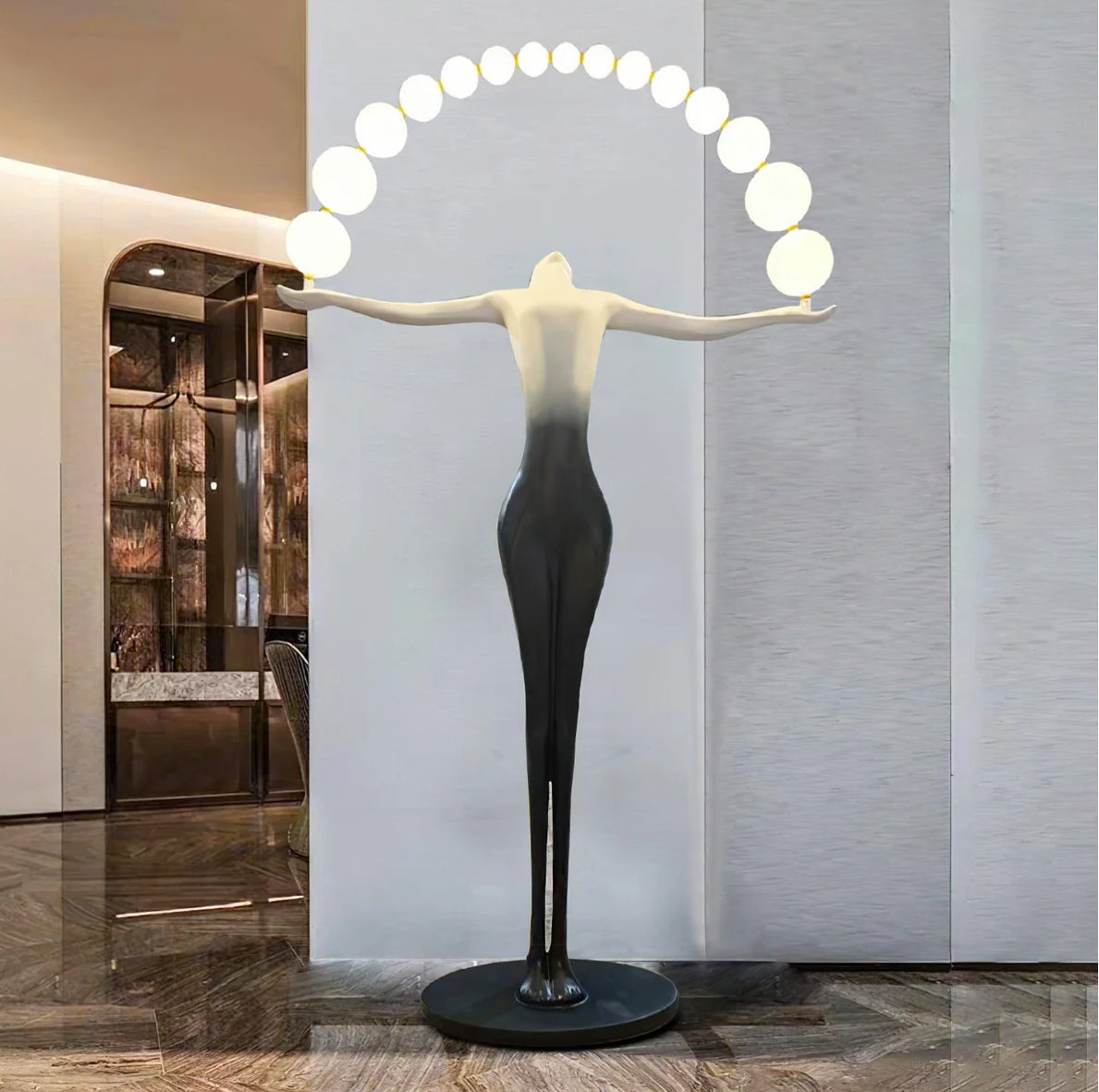 Black & White LED female Sculpture floor Lamp