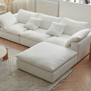 Offwhite 4-Piece Midcentury Sectional Sofa