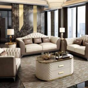 Brown and Cream Living Room Set